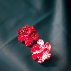 Ibisco rosso – orecchini in pelle