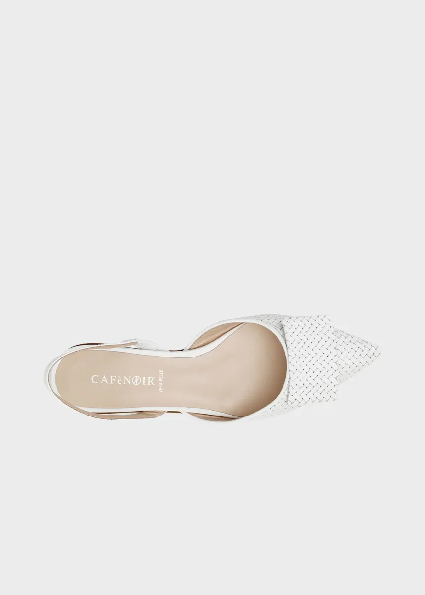 Ballerine aperte in pelle stampa intreccio - immagine 4