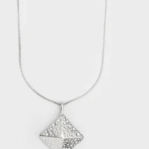 COLLANA SQUARE CIONDOLO MARTELLATO ARGENTO