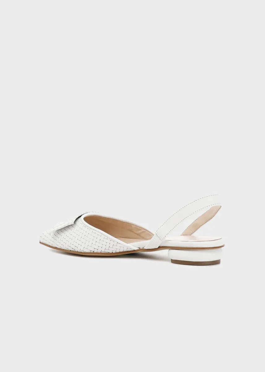 Ballerine aperte in pelle stampa intreccio - immagine 3