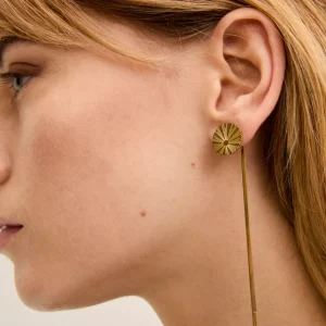 Orecchini 2 fili in acciaio inossidabile placcato oro 18kt