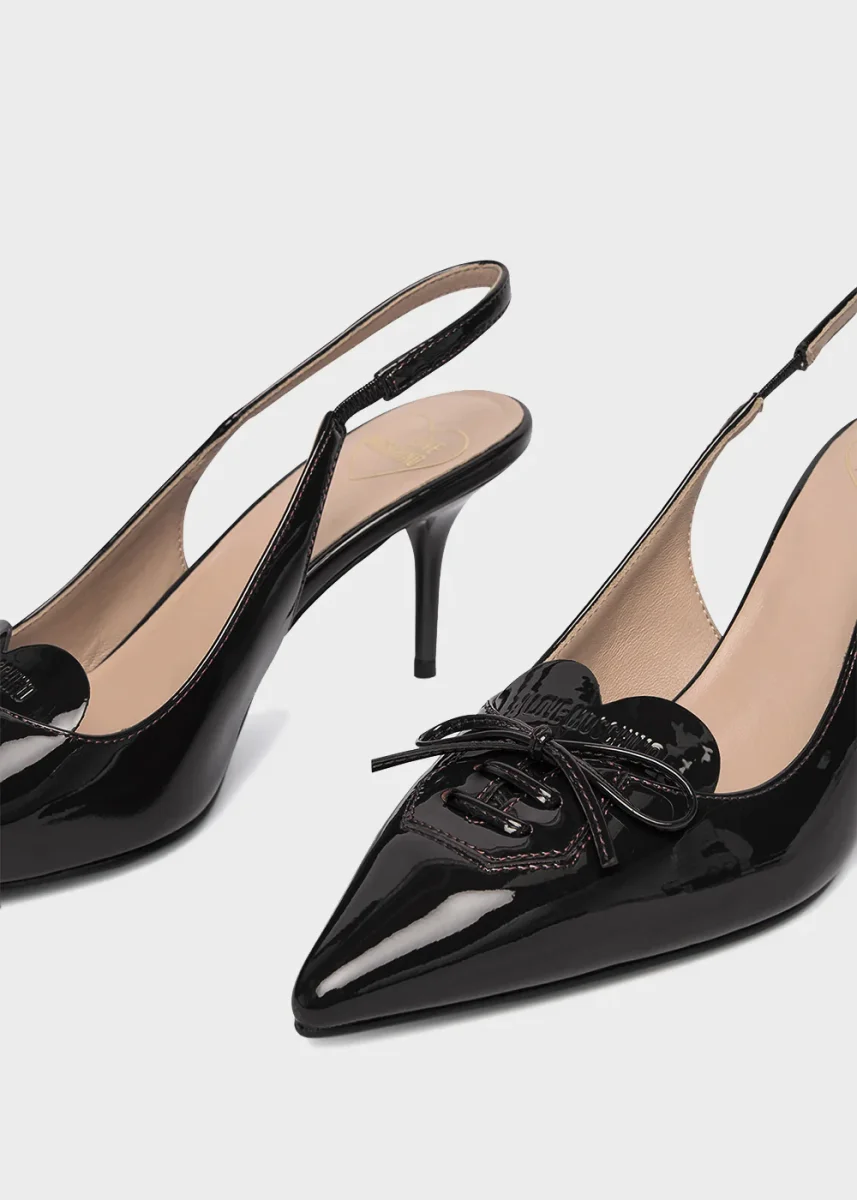 Décolletè in vernice con logo e tacco 70mm - immagine 5