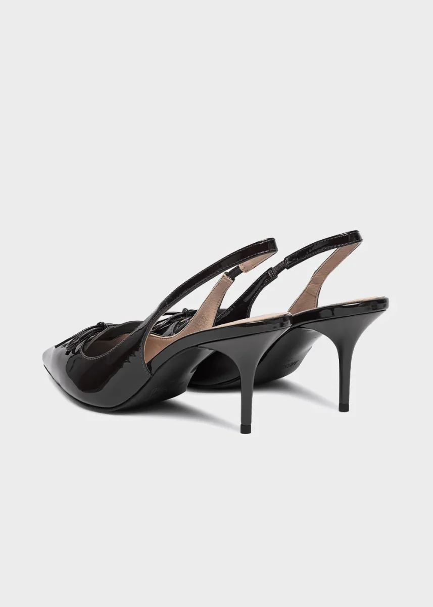 Décolletè in vernice con logo e tacco 70mm - immagine 4