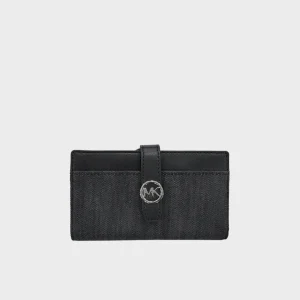 Portacarte con portamonete Bifold Greenwich in tessuto Denim nero