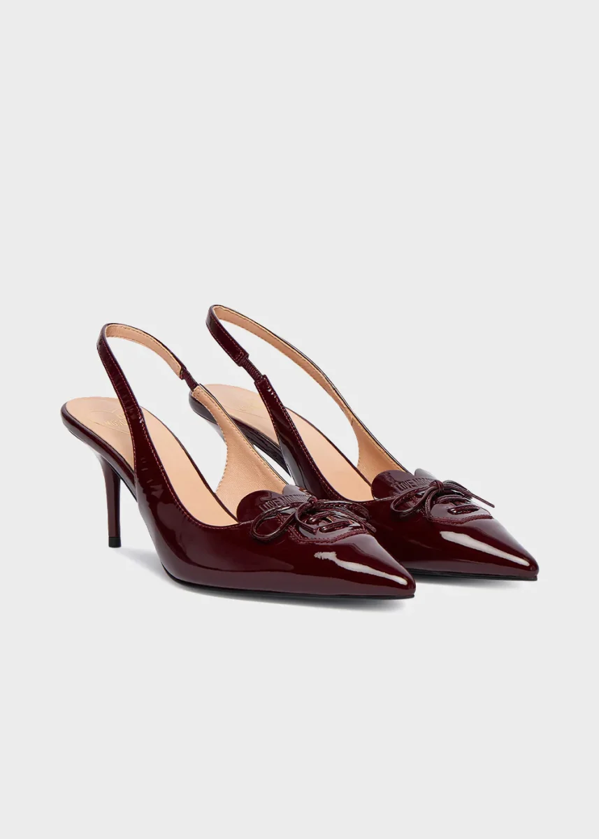 Décolletè in vernice con logo e tacco 70mm - immagine 3