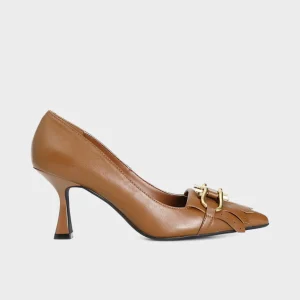 Décolleté in pelle con accessorio tacco 70 mm