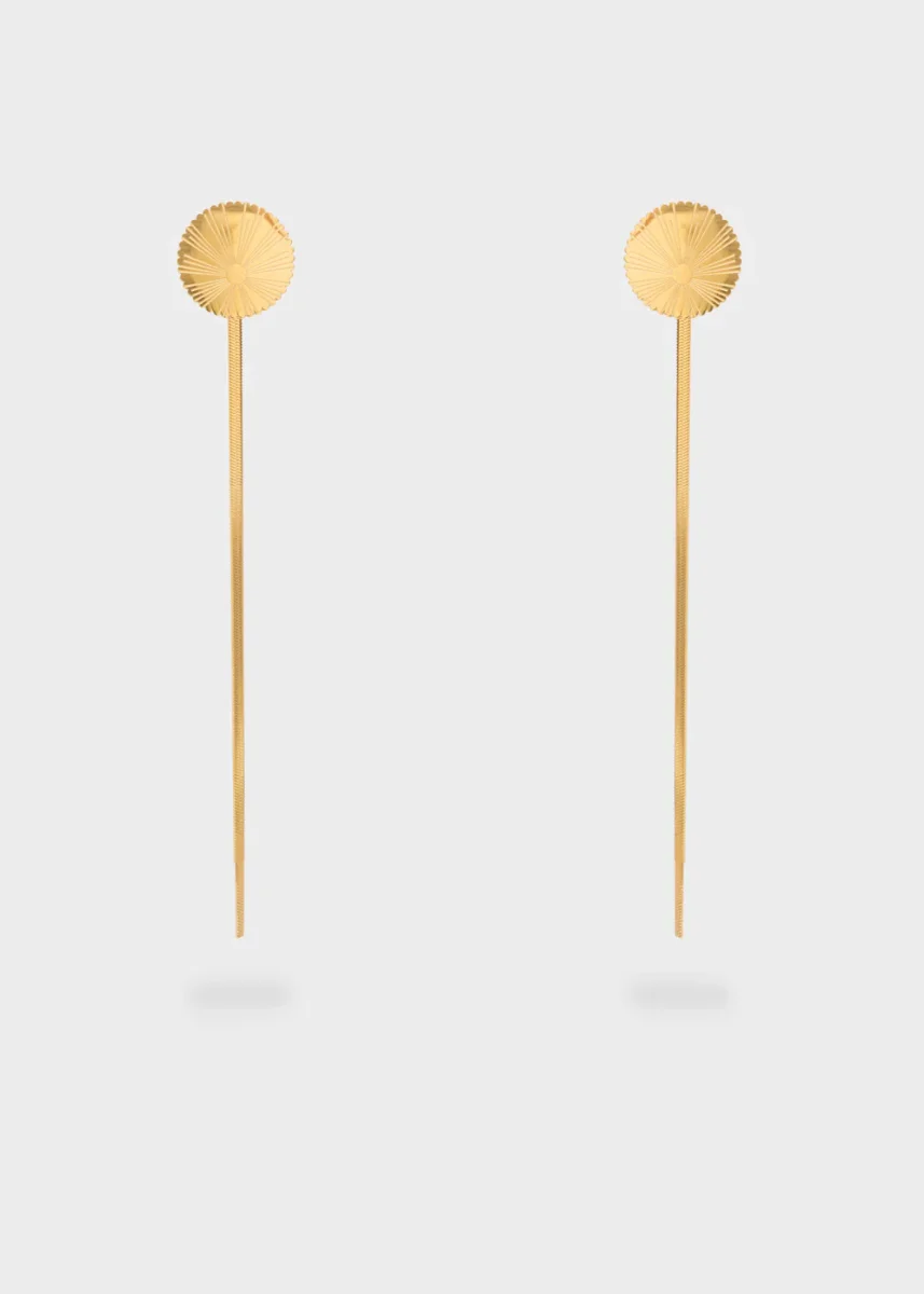 Orecchini 2 fili in acciaio inossidabile placcato oro 18kt - immagine 3