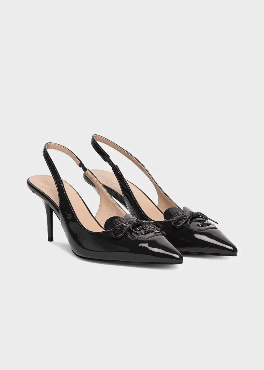 Décolletè in vernice con logo e tacco 70mm - immagine 3