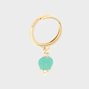 Anello in Metallo color oro con campanella portafortuna pendente turchese e punto luce