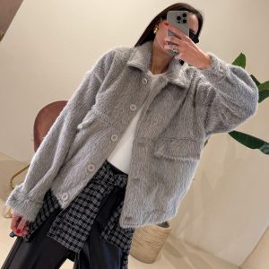 Bomber ecofur grigio