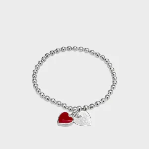 Bracciale Elastico Pendente Cuore Rosso