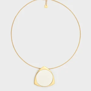 Collana rigida con triangolo, in acciaio inossidabile placcato oro 18kt