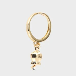 Anello in Metallo color oro con campanella portafortuna pendente e punto luce